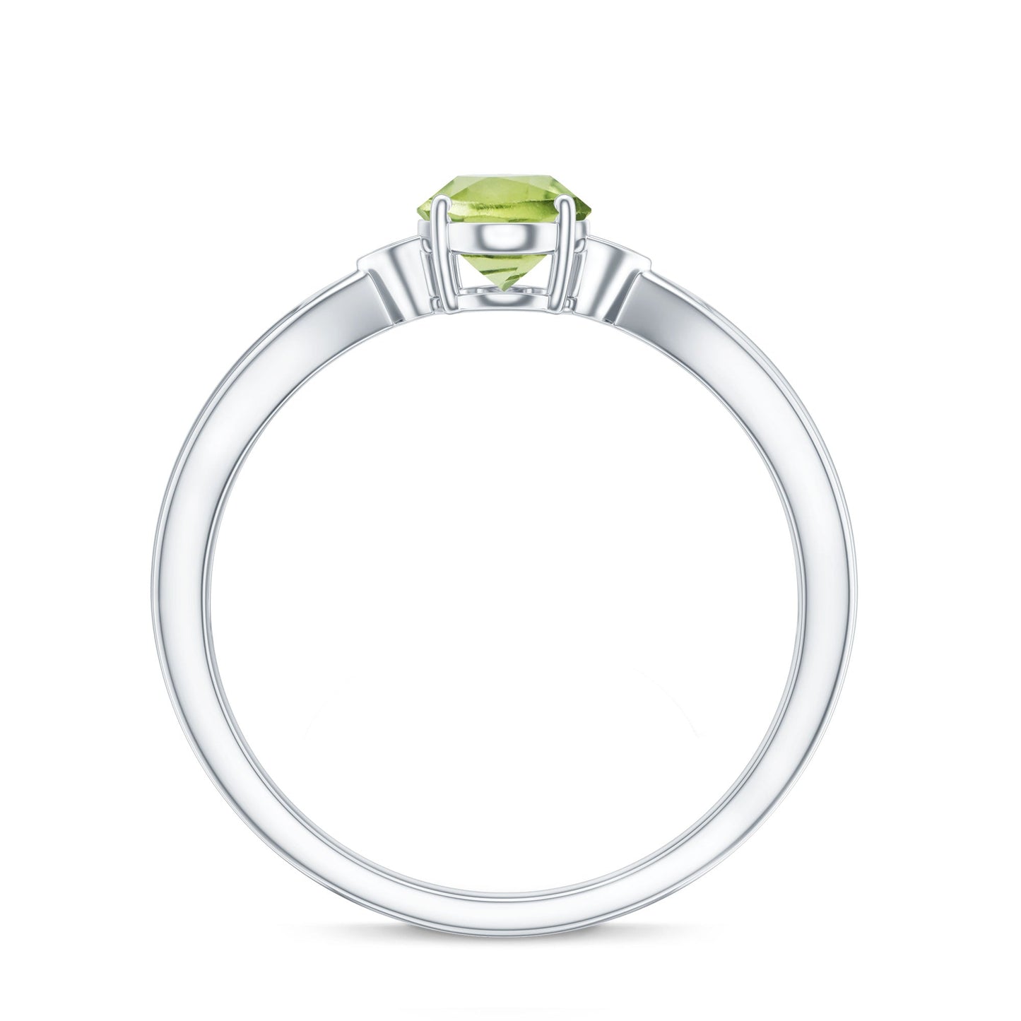 Natural 1 Carat Peridot Oval Engagement Ring with Diamond