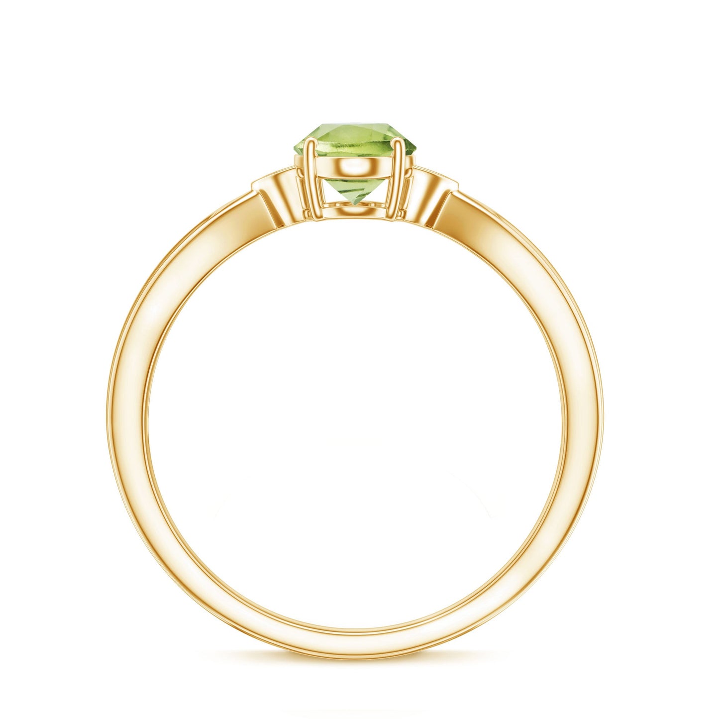 Natural 1 Carat Peridot Oval Engagement Ring with Diamond