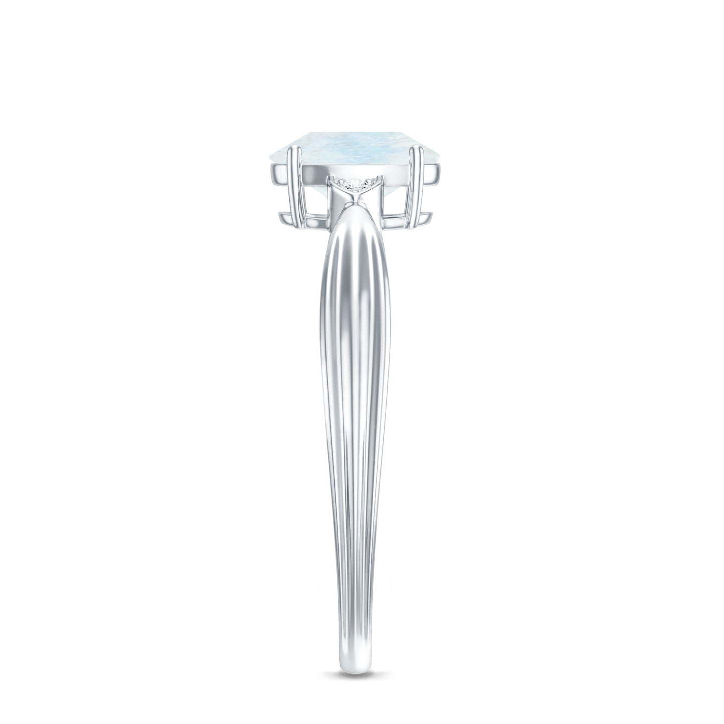 0.6 Carat Oval Cut Moonstone Solitaire Ring with Diamond