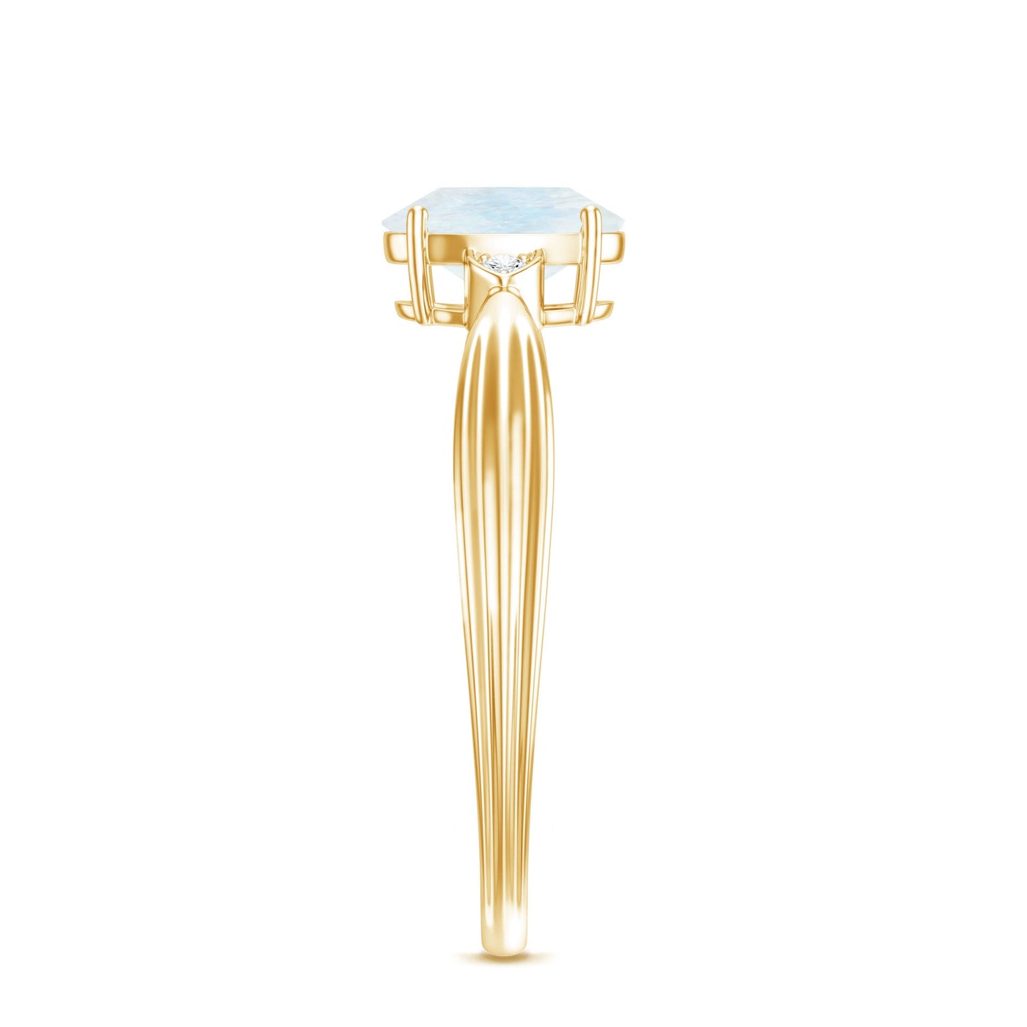 0.6 Carat Oval Cut Moonstone Solitaire Ring with Diamond