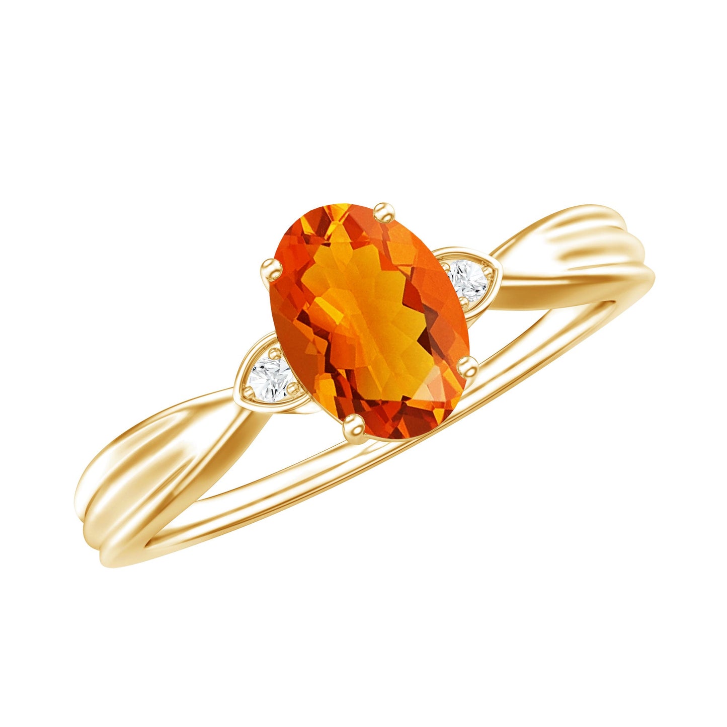 0.6 Carat Oval Shape Fire Opal Engagement Ring with Diamond