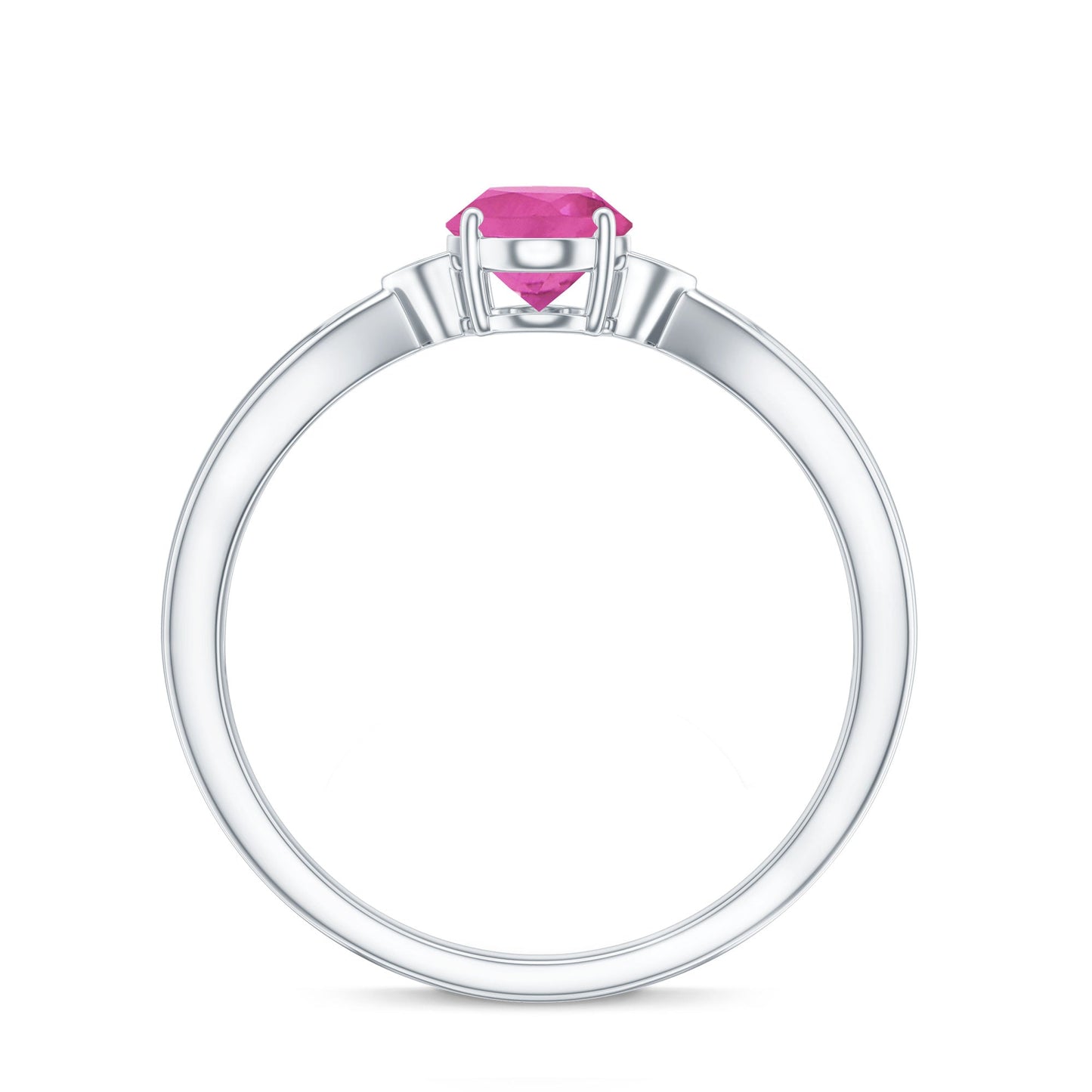 Oval Shape Pink Tourmaline Solitaire Ring with Diamond