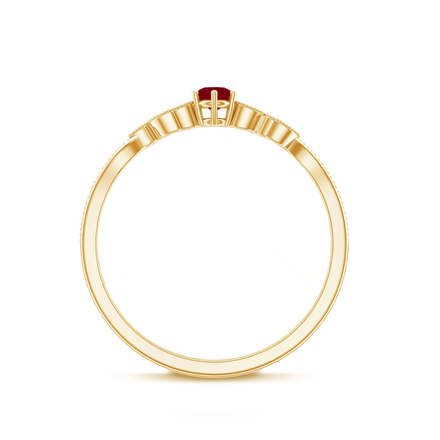 Certified Ruby and Diamond Leaf Branch Promise Ring