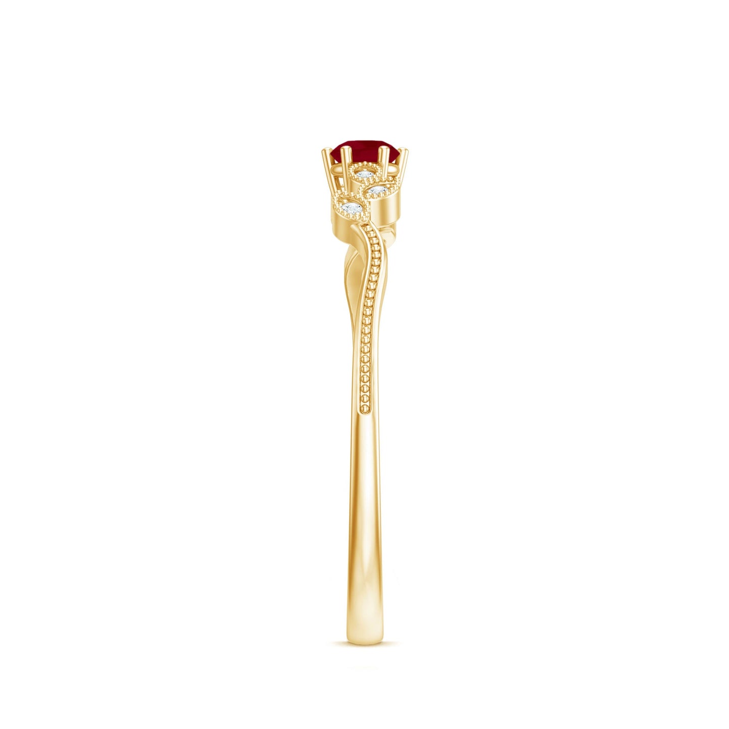 Certified Ruby and Diamond Leaf Branch Promise Ring