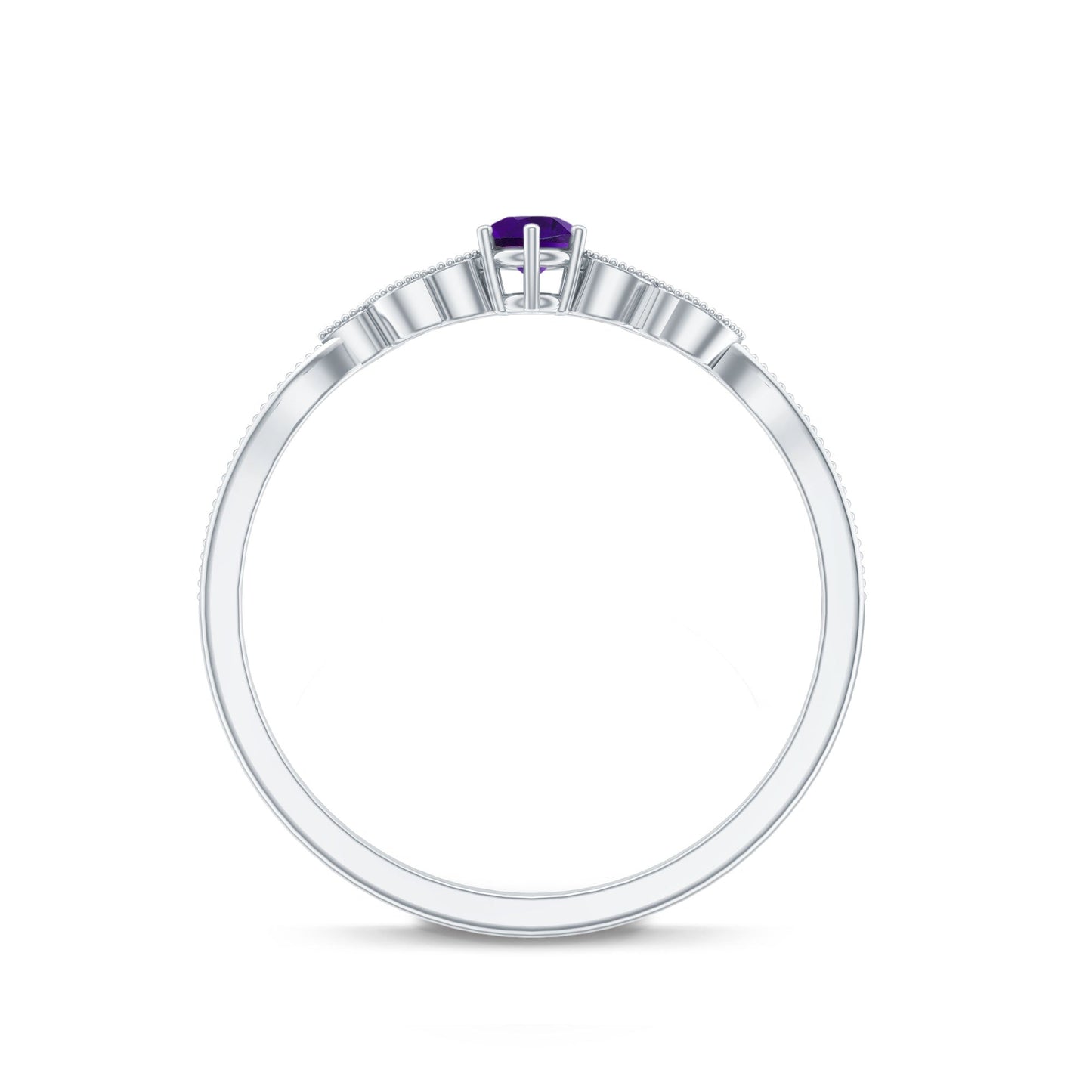 Nature Inspired Amethyst Promise Ring with Diamond