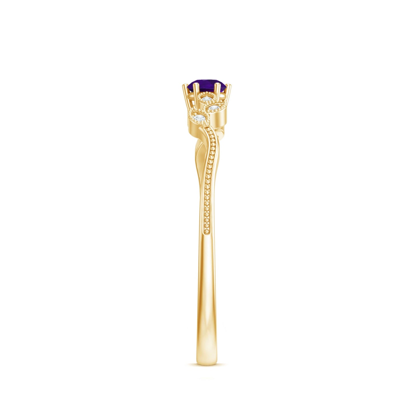 Nature Inspired Amethyst Promise Ring with Diamond