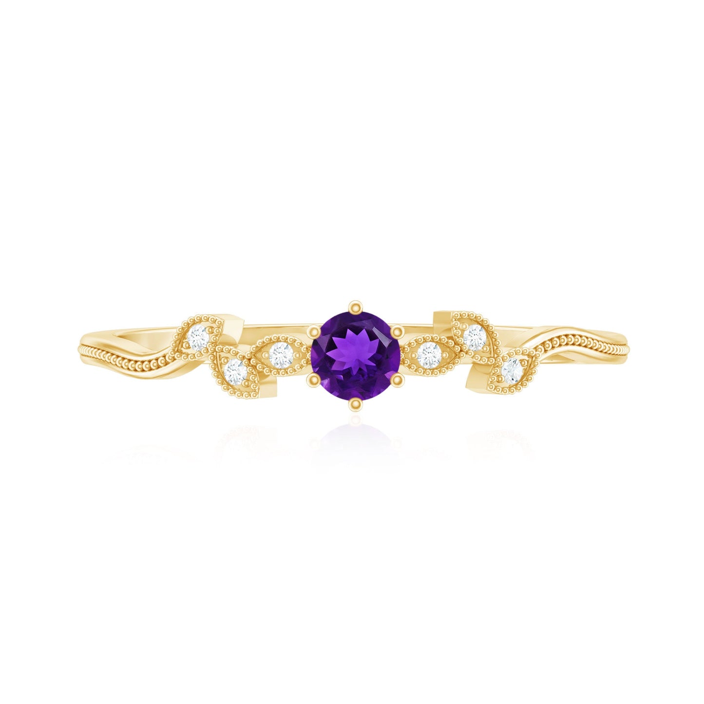 Nature Inspired Amethyst Promise Ring with Diamond