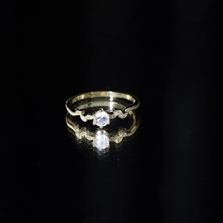 Nature Inspired Moonstone Diamond Promise Ring for Women