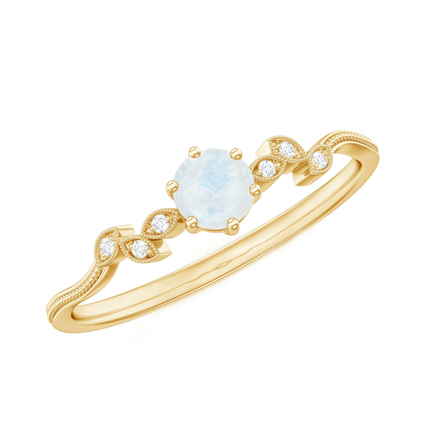 Nature Inspired Moonstone Diamond Promise Ring for Women