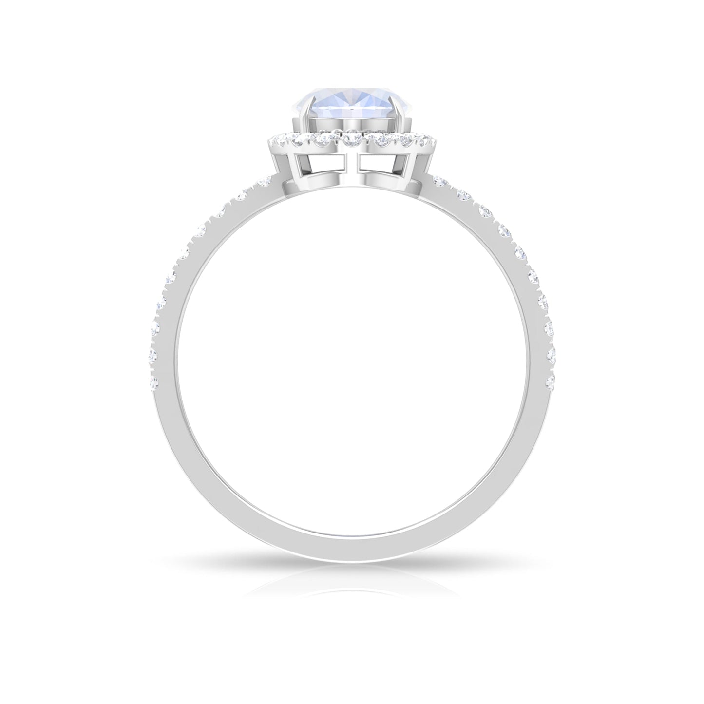 Oval Moonstone Engagement Ring with Diamond Halo
