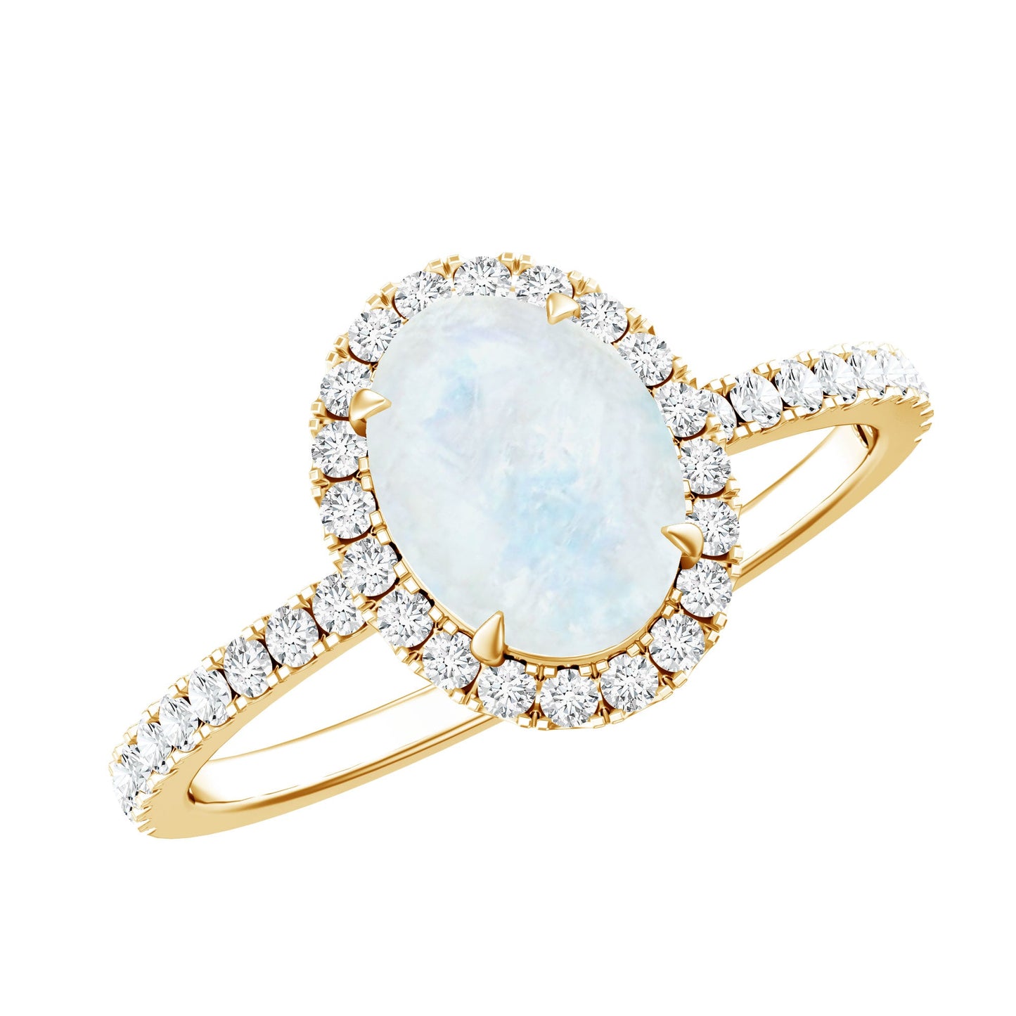 Oval Moonstone Engagement Ring with Diamond Halo
