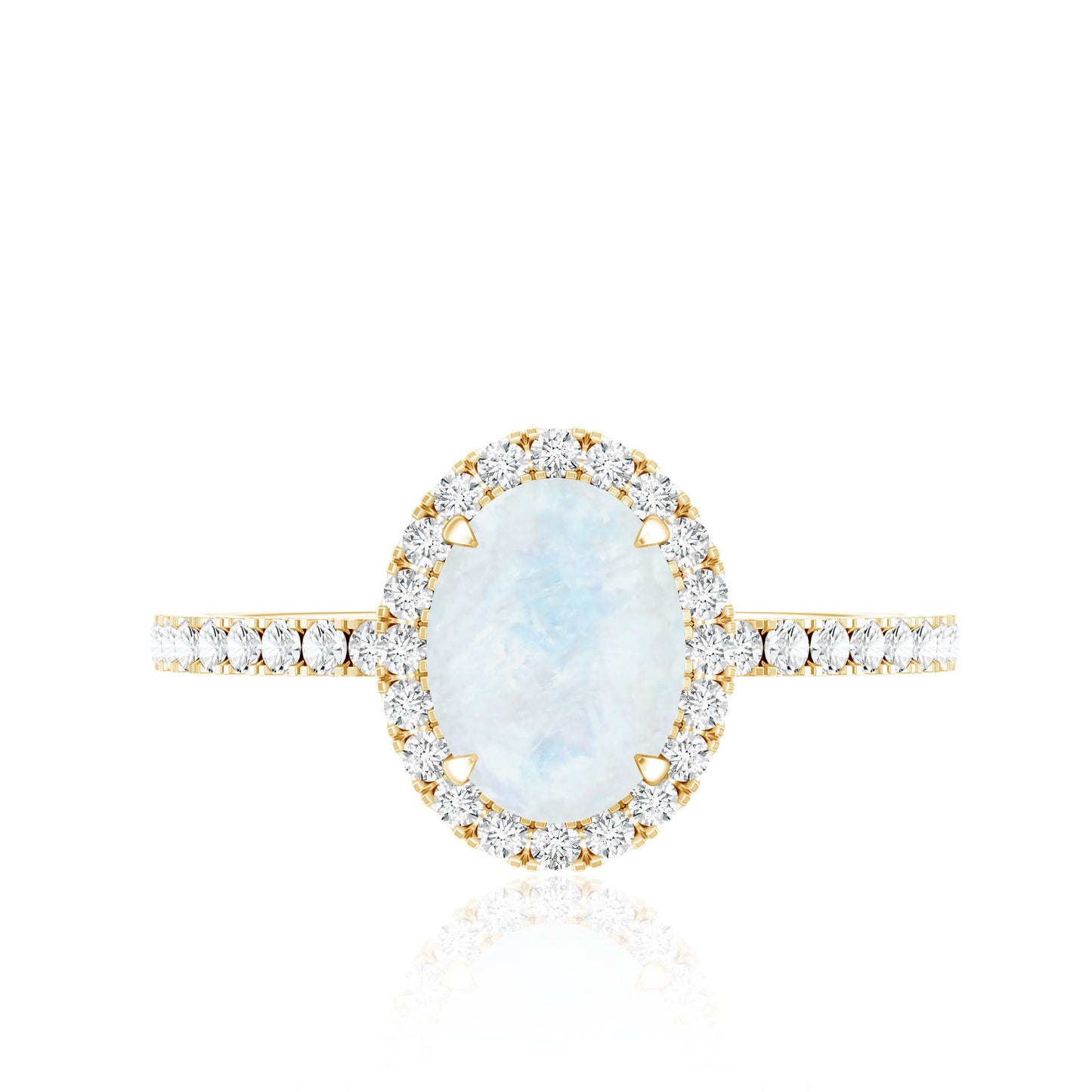 Oval Moonstone Engagement Ring with Diamond Halo