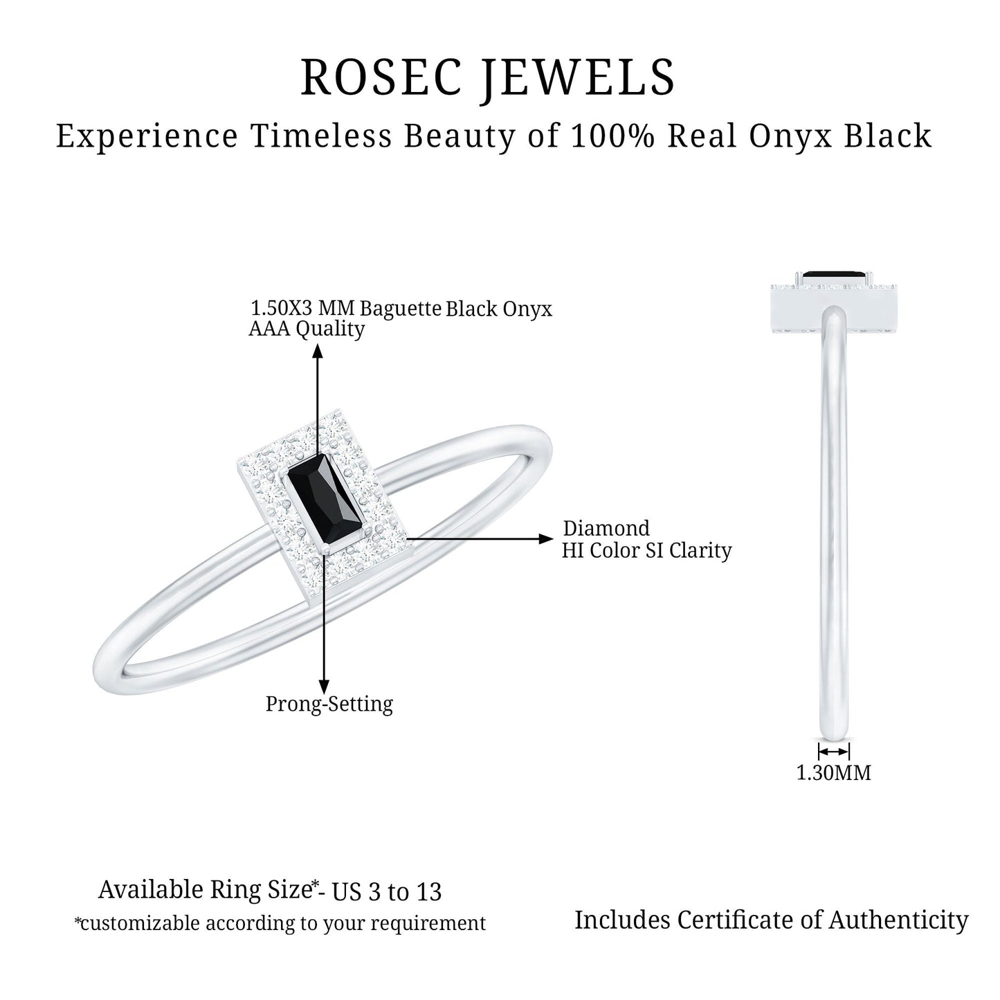 Minimalist Black Onyx and Diamond Halo Promise Ring
