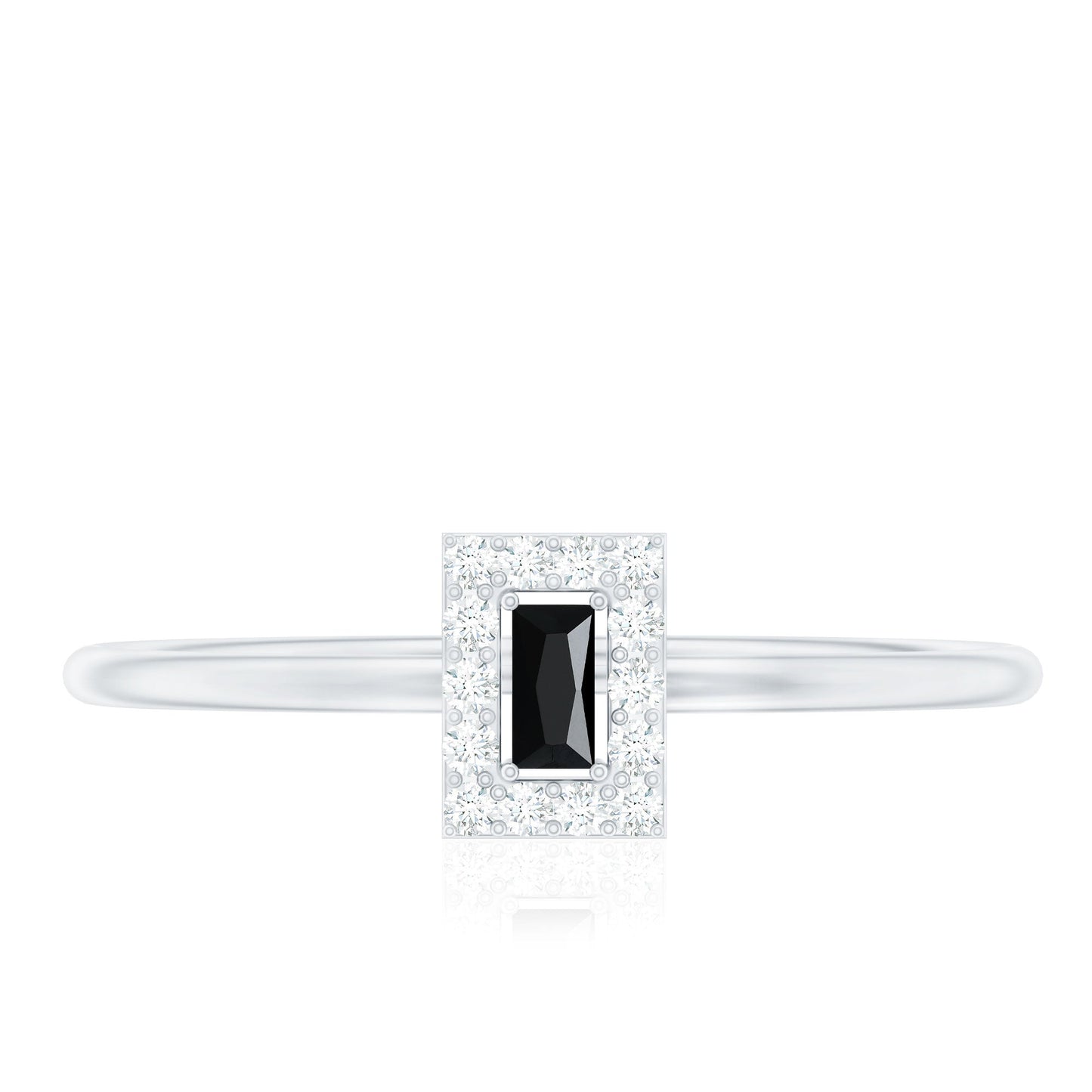 Minimalist Black Onyx and Diamond Halo Promise Ring