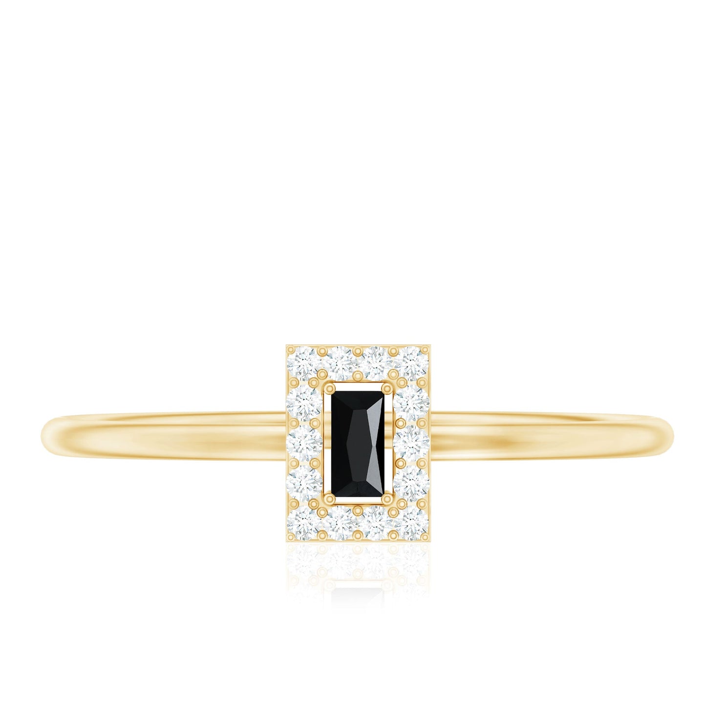 Minimalist Black Onyx and Diamond Halo Promise Ring