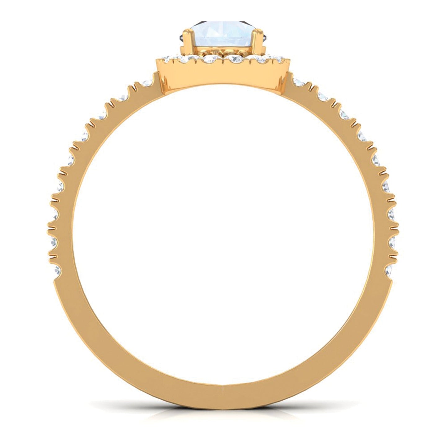 0.8 Carat Pear Cut Moonstone Engagement Ring with Diamond Accent