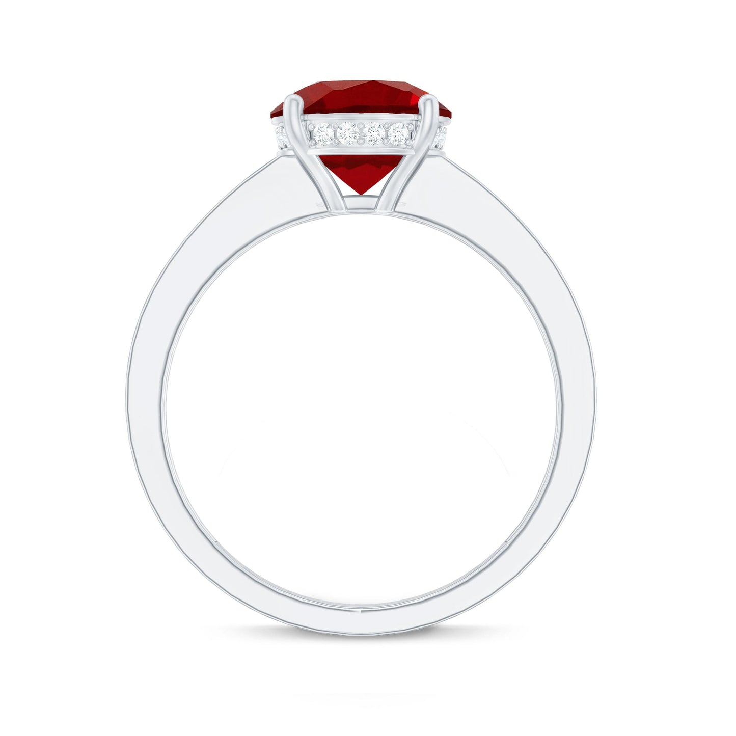 Lab Grown Ruby Simple Solitaire Engagement Ring with Diamond