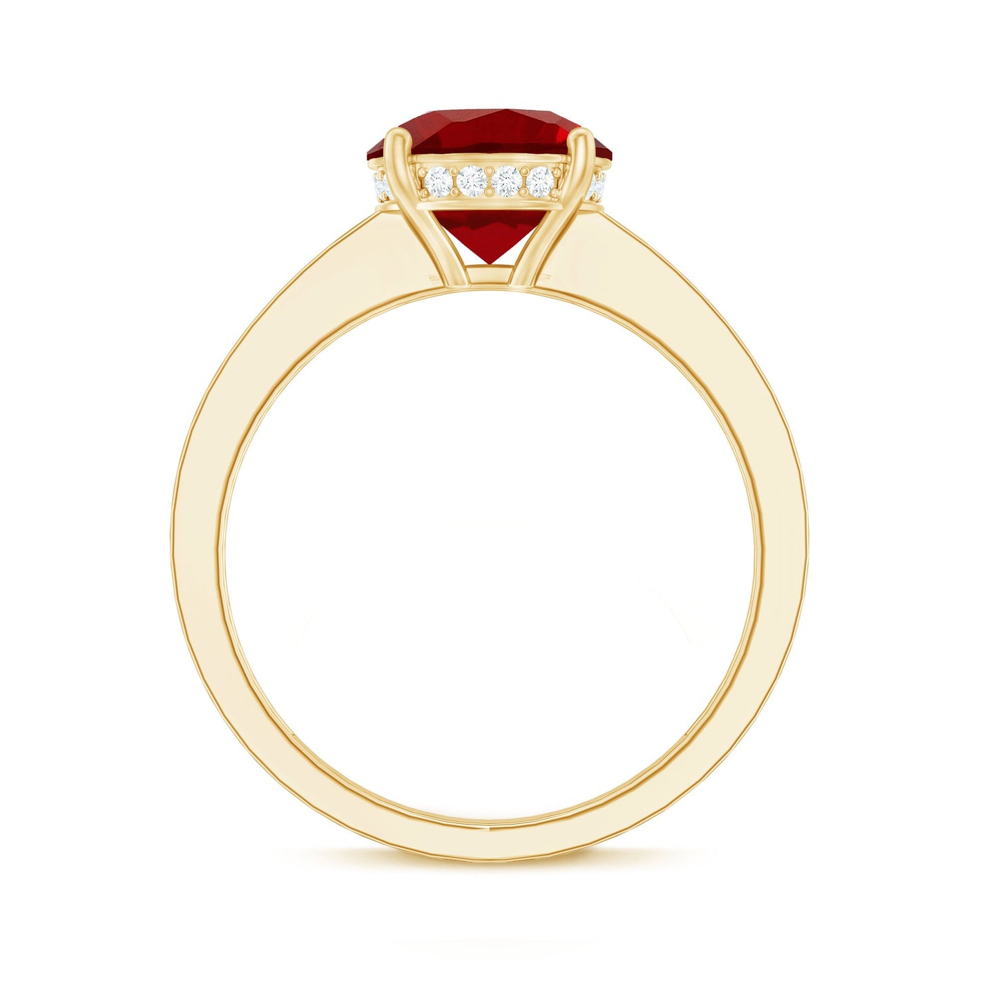 Lab Grown Ruby Simple Solitaire Engagement Ring with Diamond