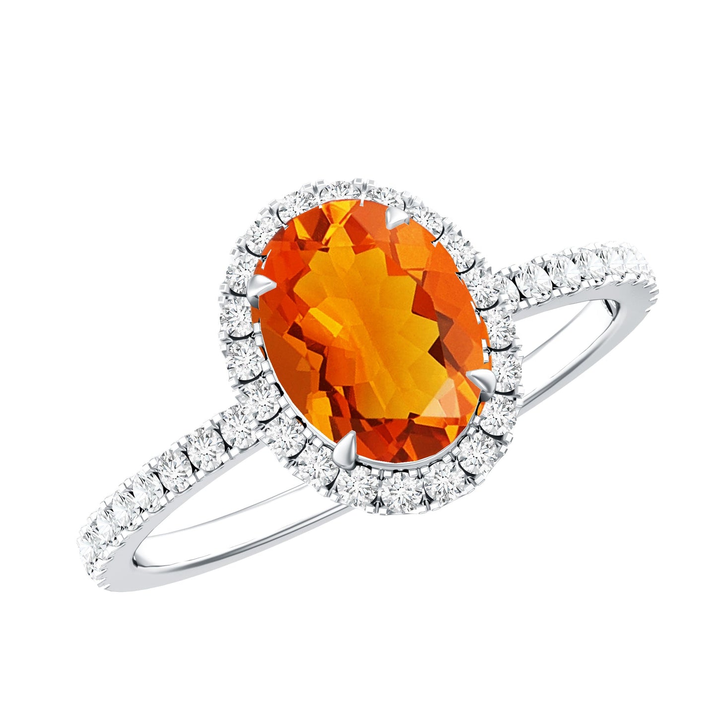 Oval 1 Carat Fire Opal Engagement Ring with Diamond Halo