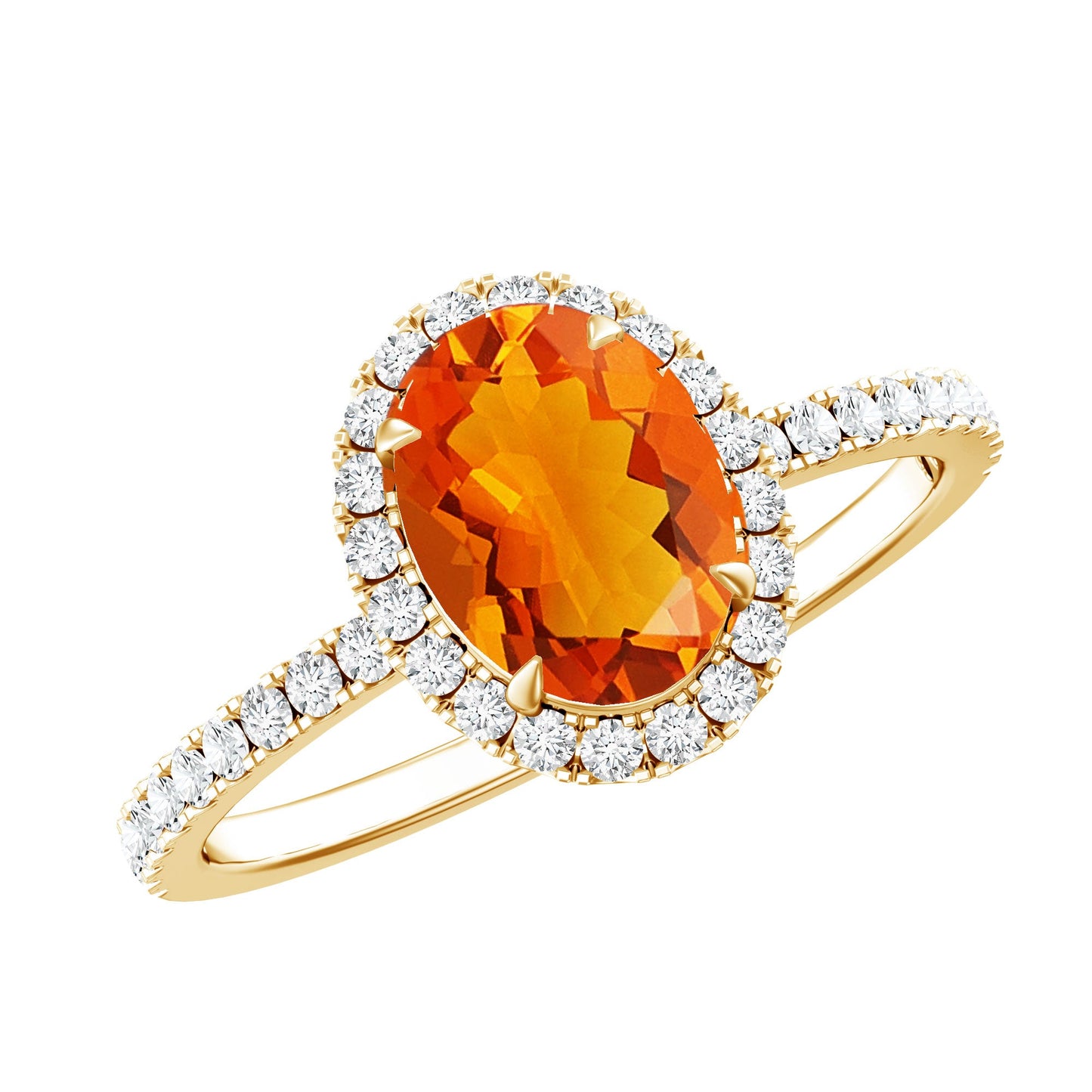 Oval 1 Carat Fire Opal Engagement Ring with Diamond Halo