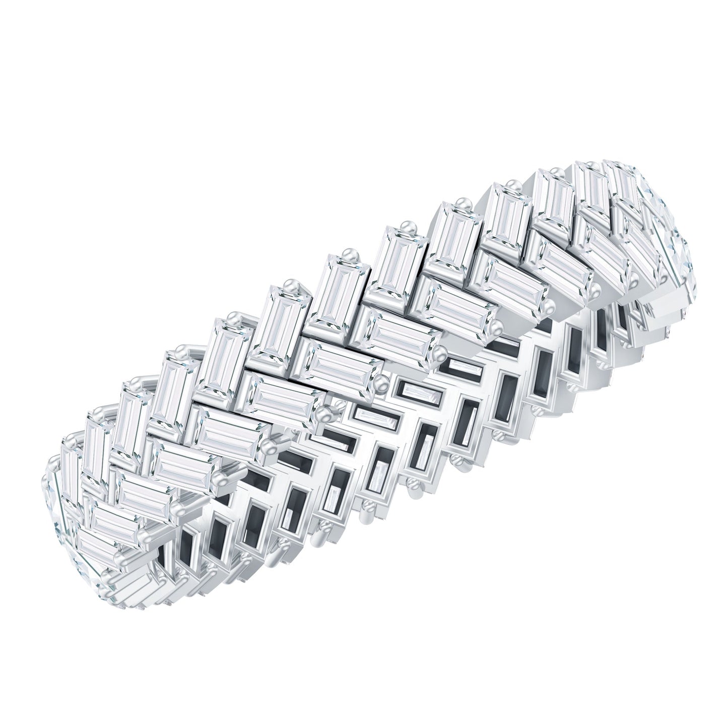 Baguette Cut Moissanite Eternity Band Ring