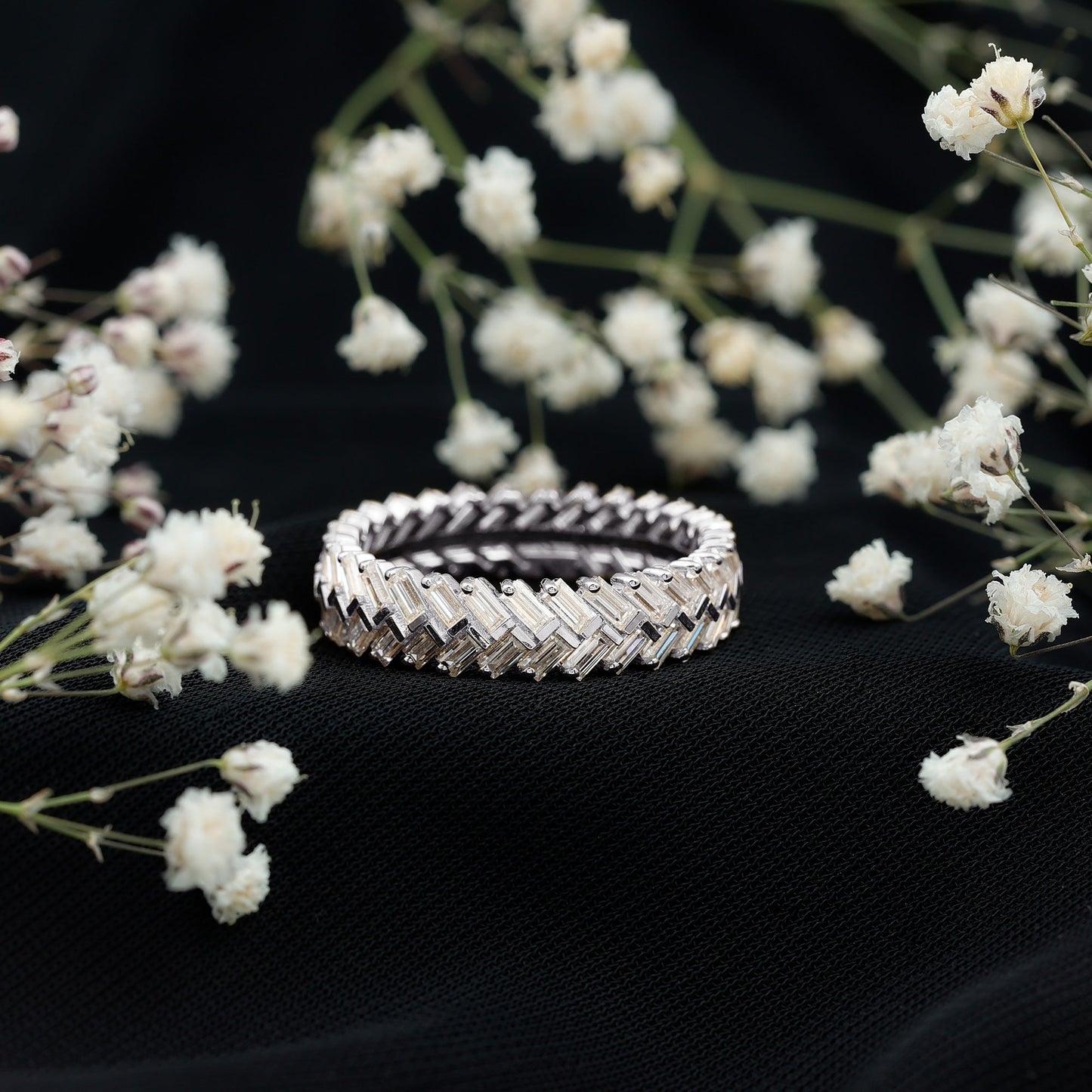 Baguette Cut Moissanite Eternity Band Ring