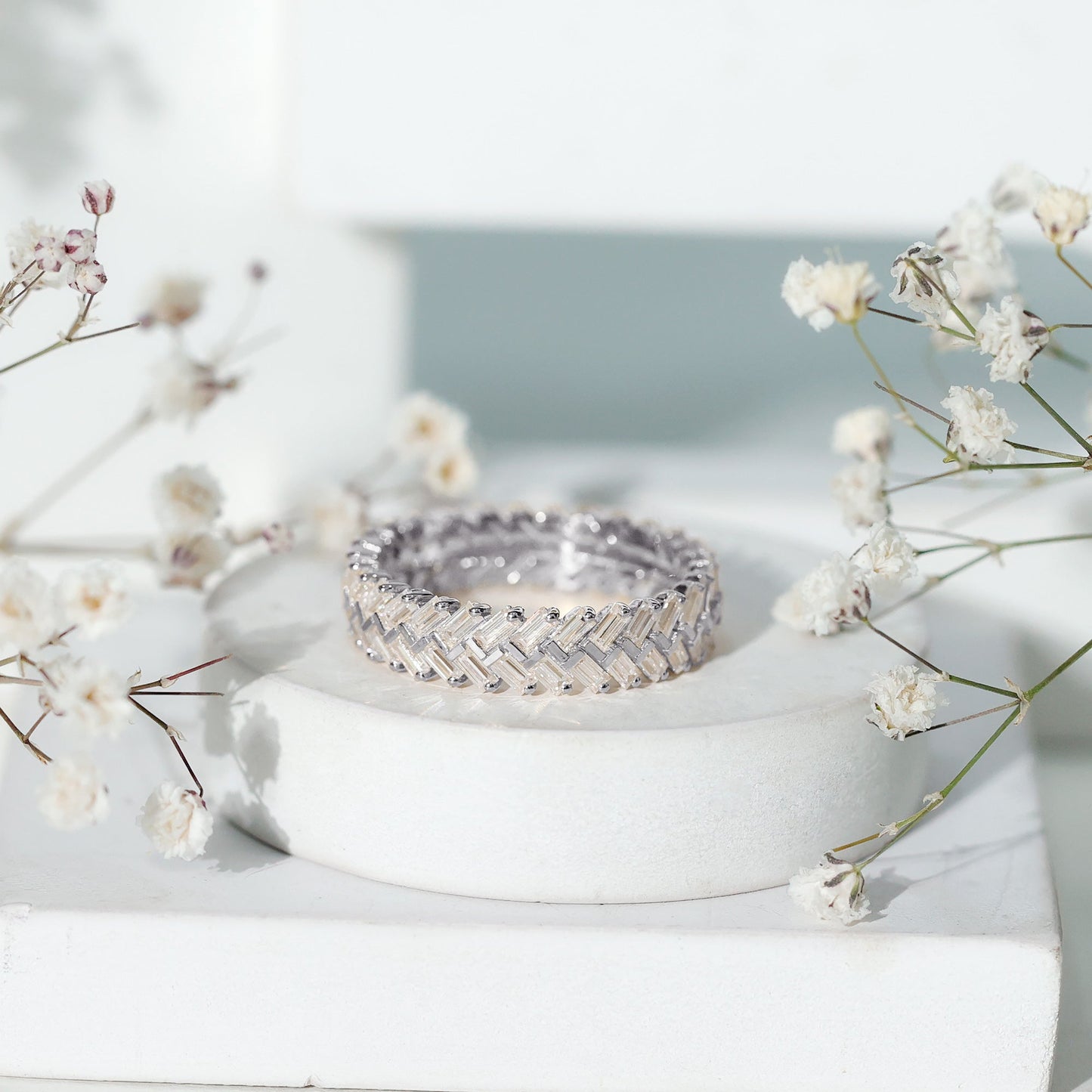 Baguette Cut Moissanite Eternity Band Ring