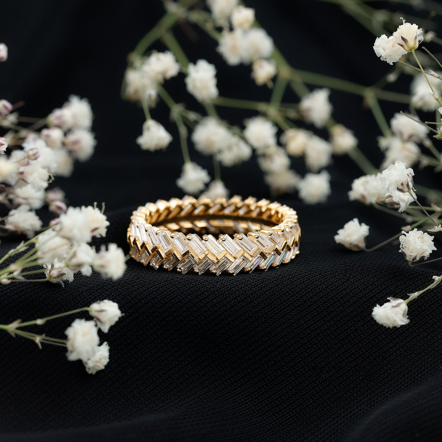 Baguette Cut Moissanite Eternity Band Ring