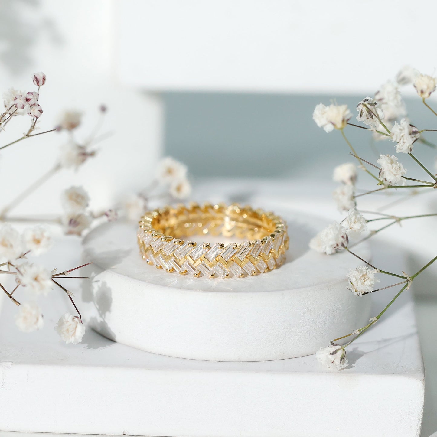Baguette Cut Moissanite Eternity Band Ring