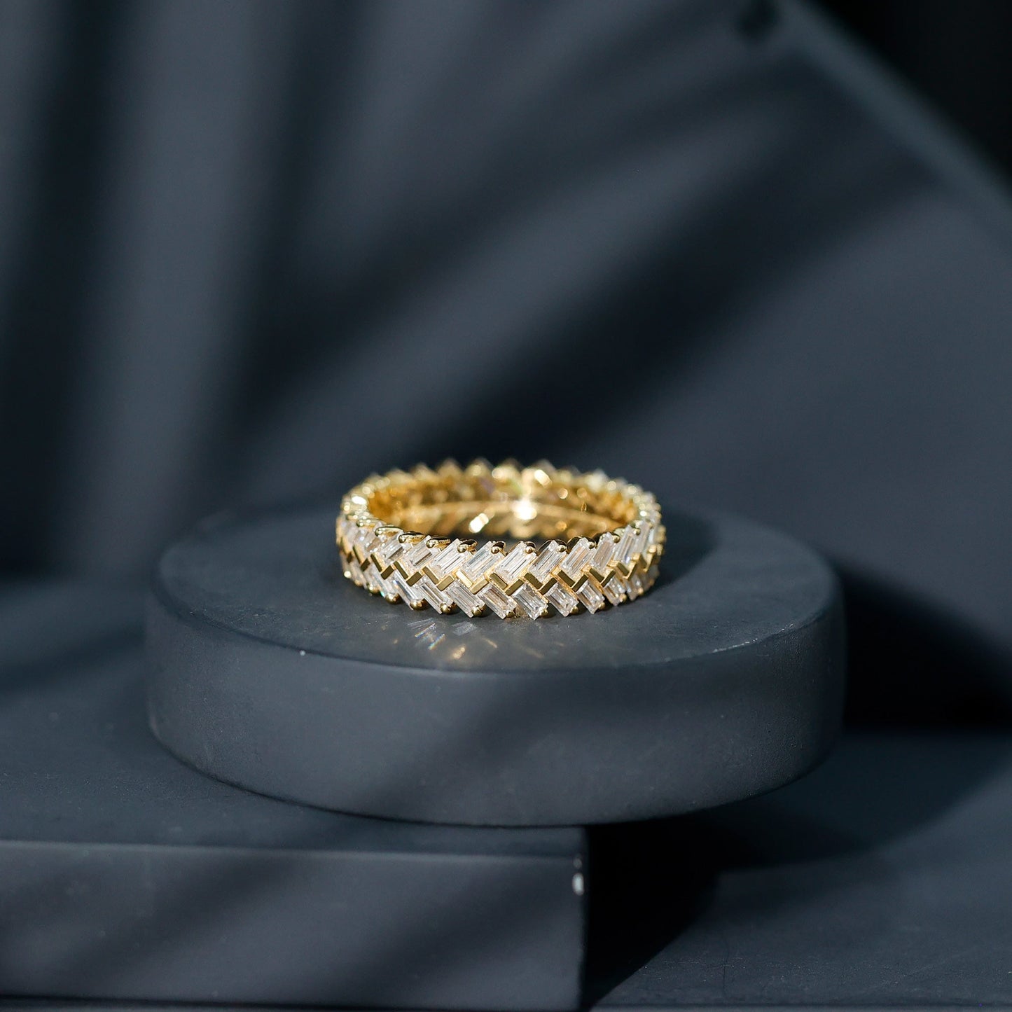 Baguette Cut Moissanite Eternity Band Ring