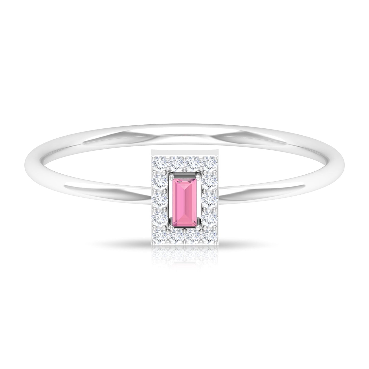 Natural Pink Tourmaline Dainty Promise Ring with Diamond Accent