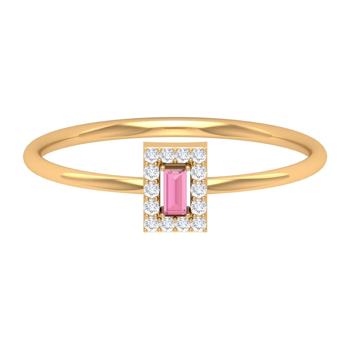 Natural Pink Tourmaline Dainty Promise Ring with Diamond Accent