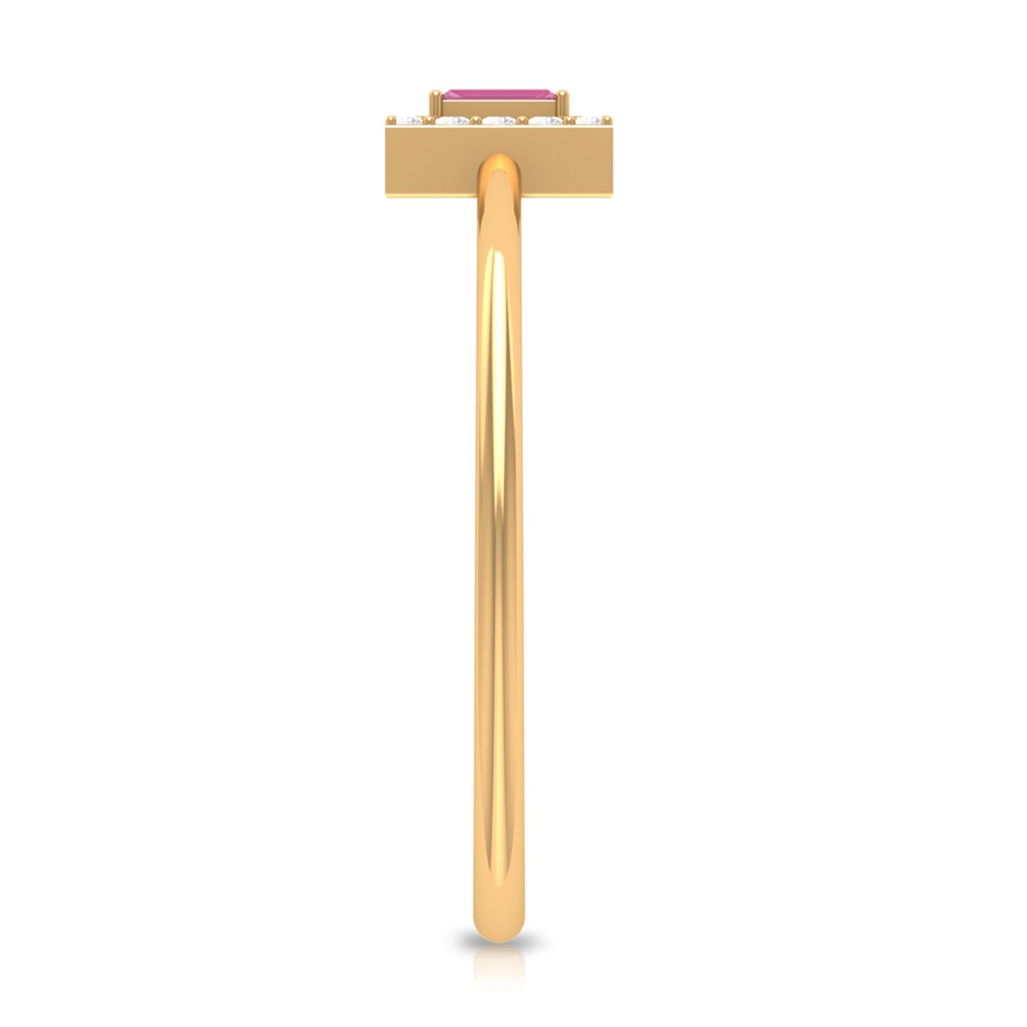 Natural Pink Tourmaline Dainty Promise Ring with Diamond Accent