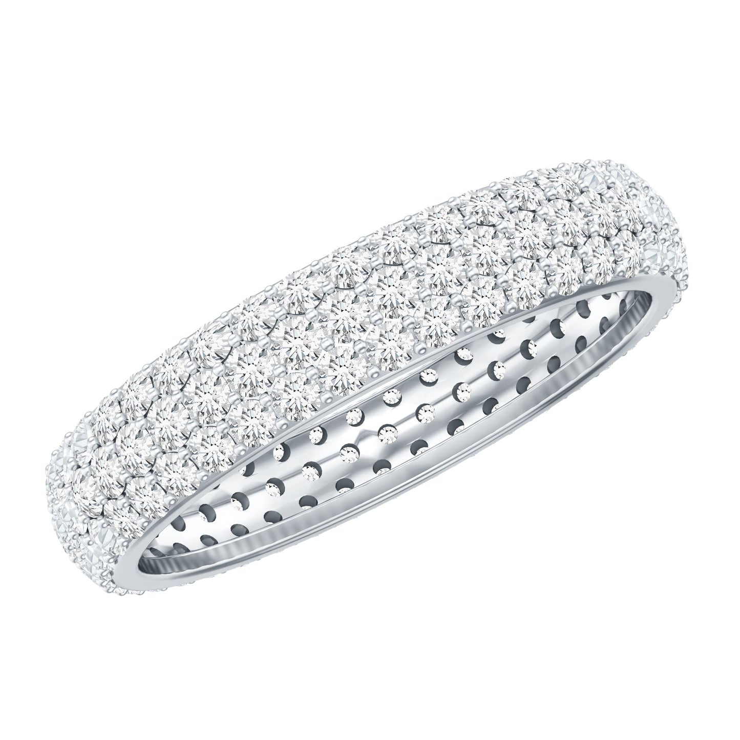 Triple Row Moissanite Classic Wedding Ring Band for Women