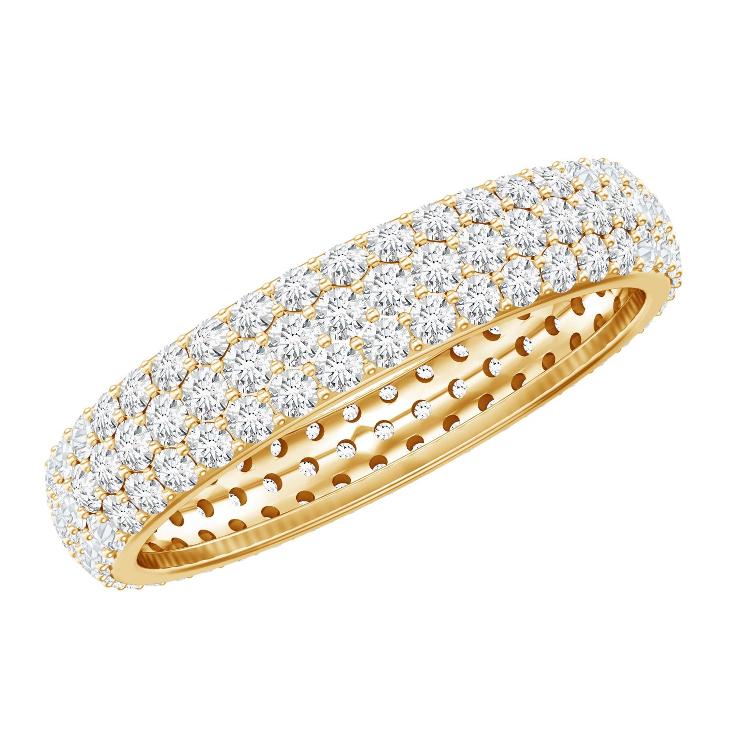 Triple Row Moissanite Classic Wedding Ring Band for Women