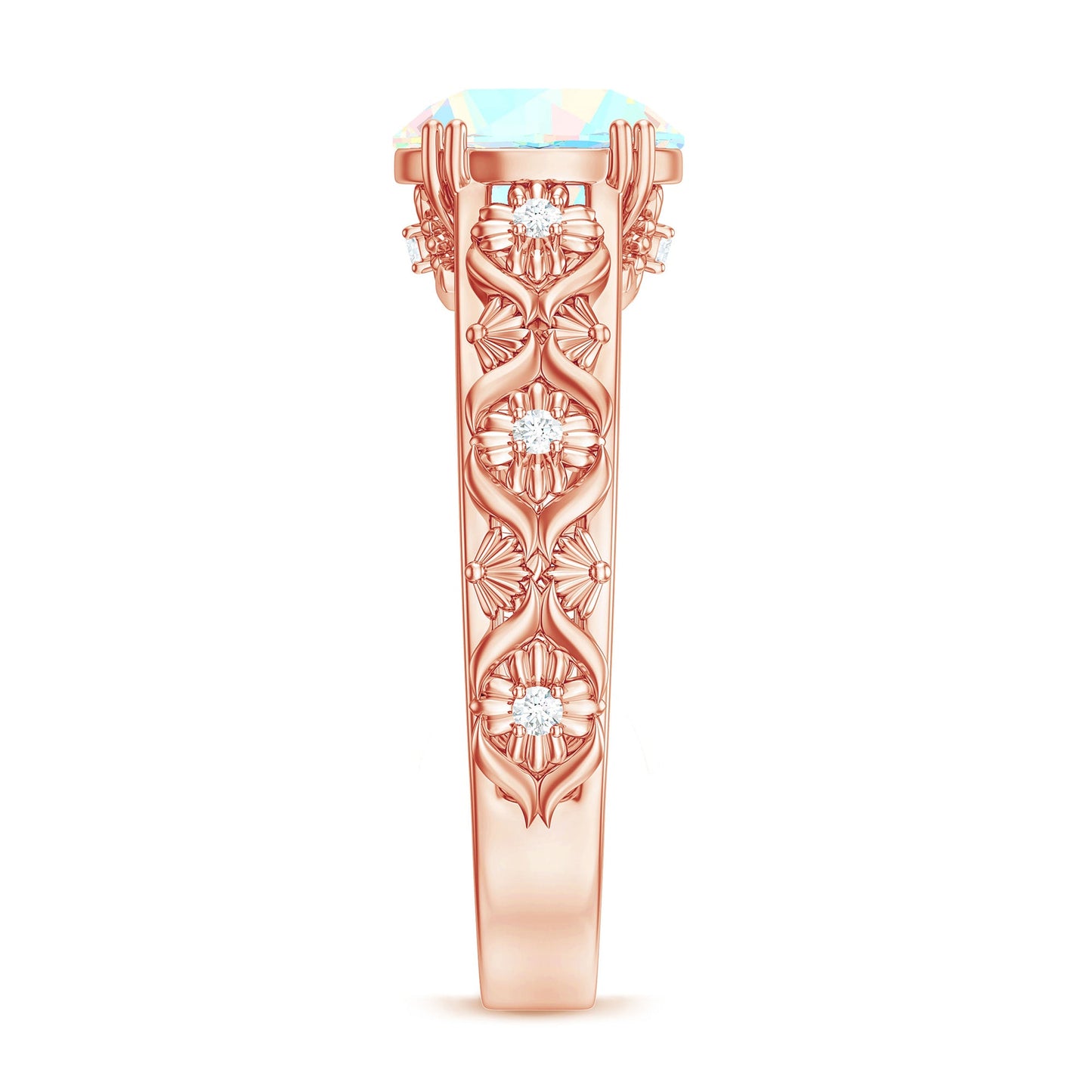 Nature Inspired 2 Carat Ethiopian Opal Engagement Ring with Diamond