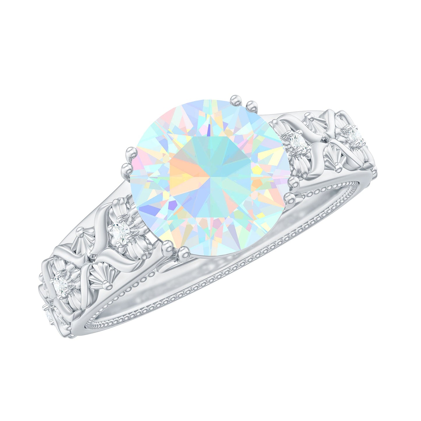 Nature Inspired 2 Carat Ethiopian Opal Engagement Ring with Diamond