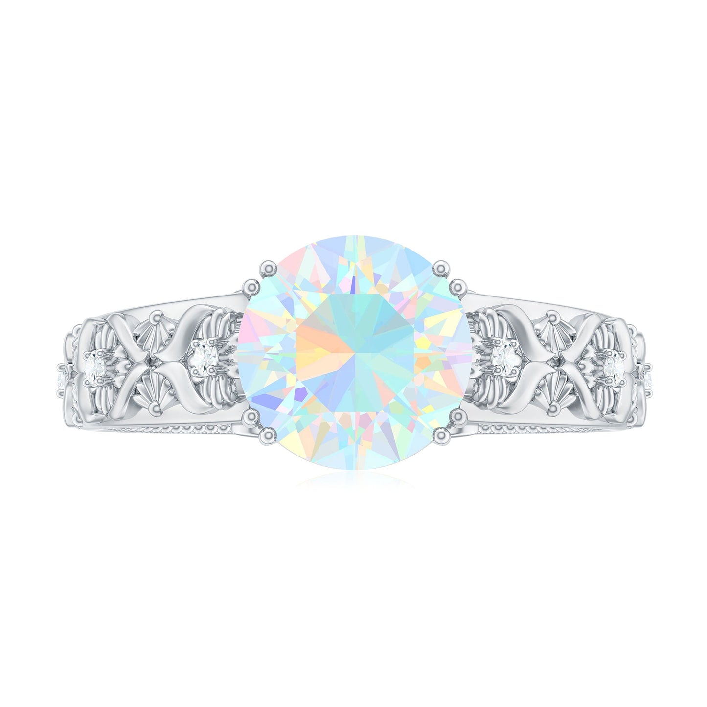 Nature Inspired 2 Carat Ethiopian Opal Engagement Ring with Diamond