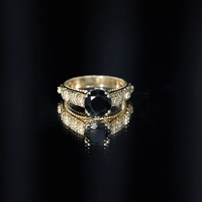 Nature Inspired 2 Carat Lab Grown Black and White Diamond Engagement Ring