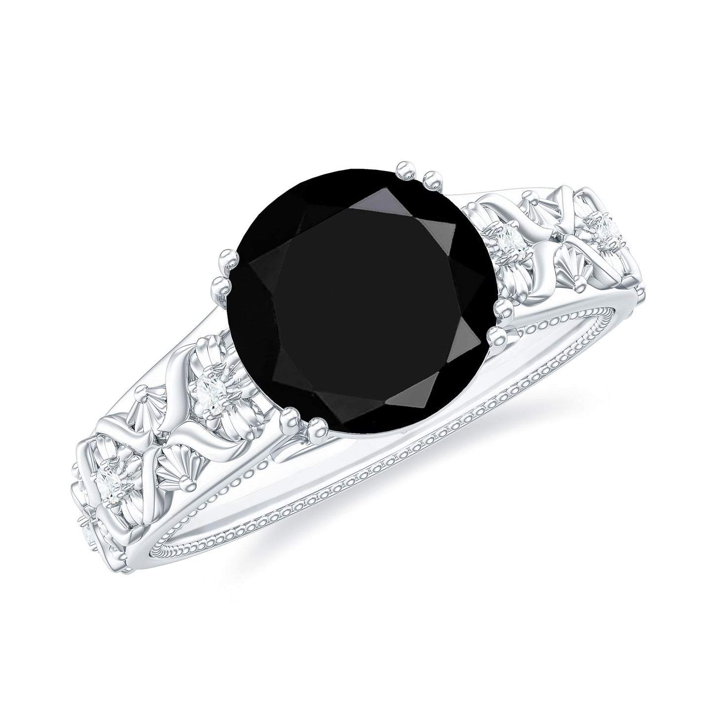 Nature Inspired 2 Carat Lab Grown Black and White Diamond Engagement Ring