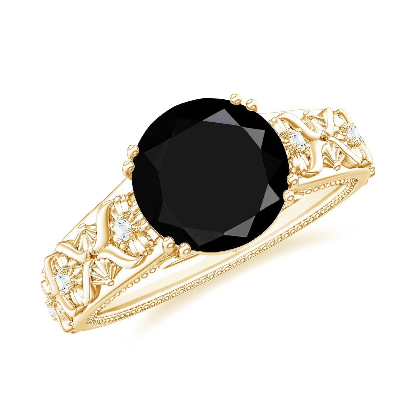 Nature Inspired 2 Carat Lab Grown Black and White Diamond Engagement Ring