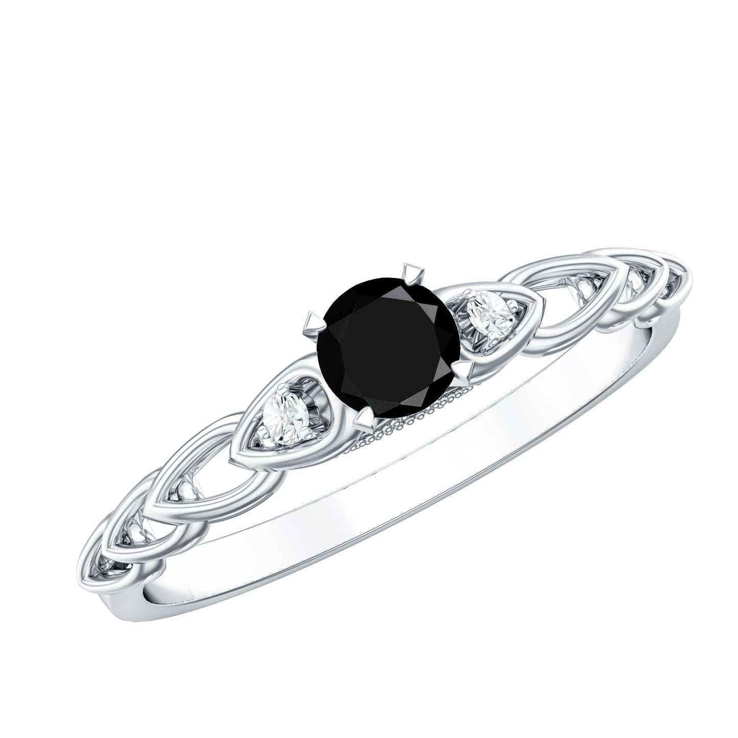 Certified 0.84 Carat Lab Grown Black Diamond Promise Ring with White Diamond