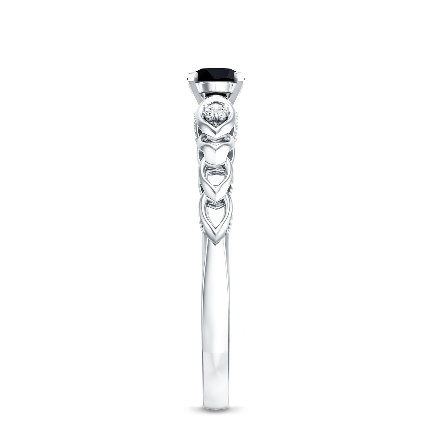 Certified 0.84 Carat Lab Grown Black Diamond Promise Ring with White Diamond