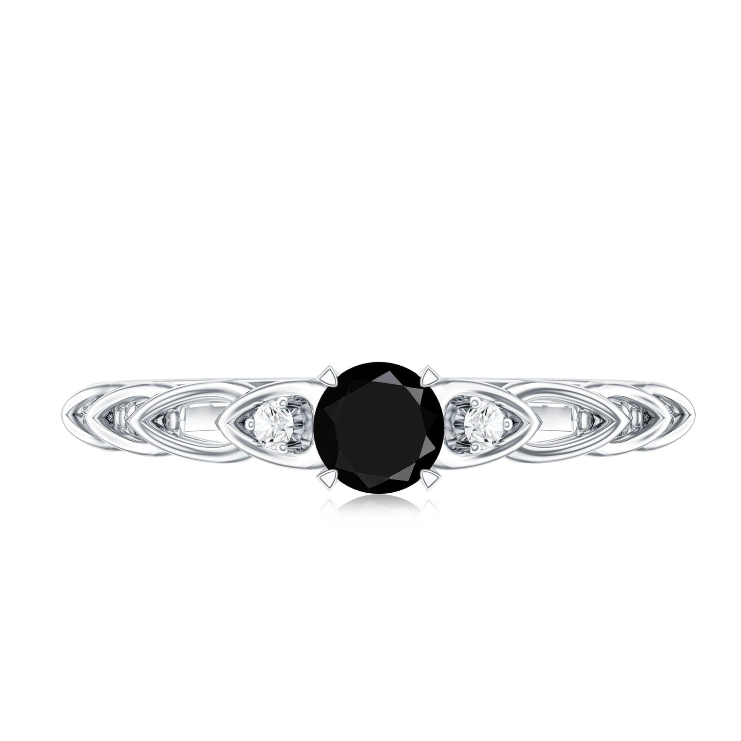 Certified 0.84 Carat Lab Grown Black Diamond Promise Ring with White Diamond