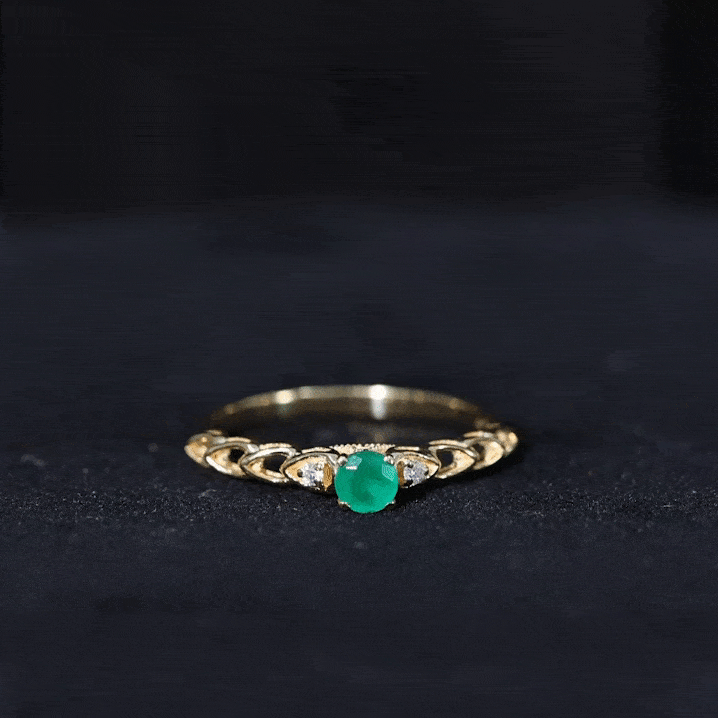 Genuine Emerald and Diamond Designer Promise Ring