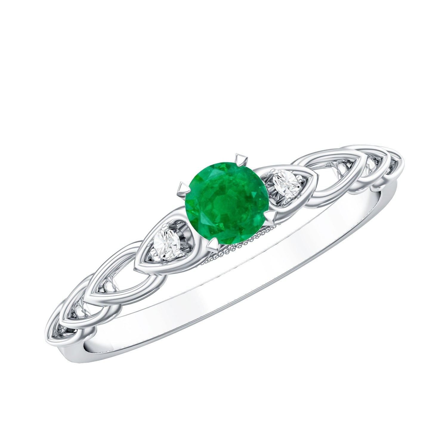 Genuine Emerald and Diamond Designer Promise Ring