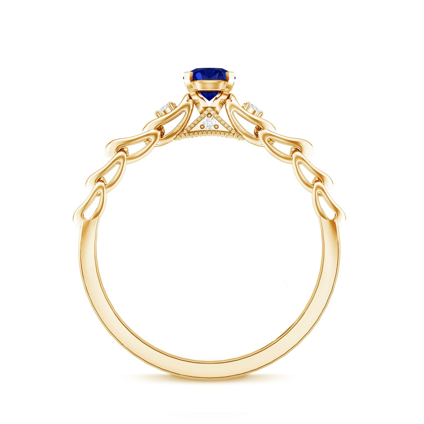 Certified 0.6 Carat Lab Grown Blue Sapphire Diamond Promise Ring