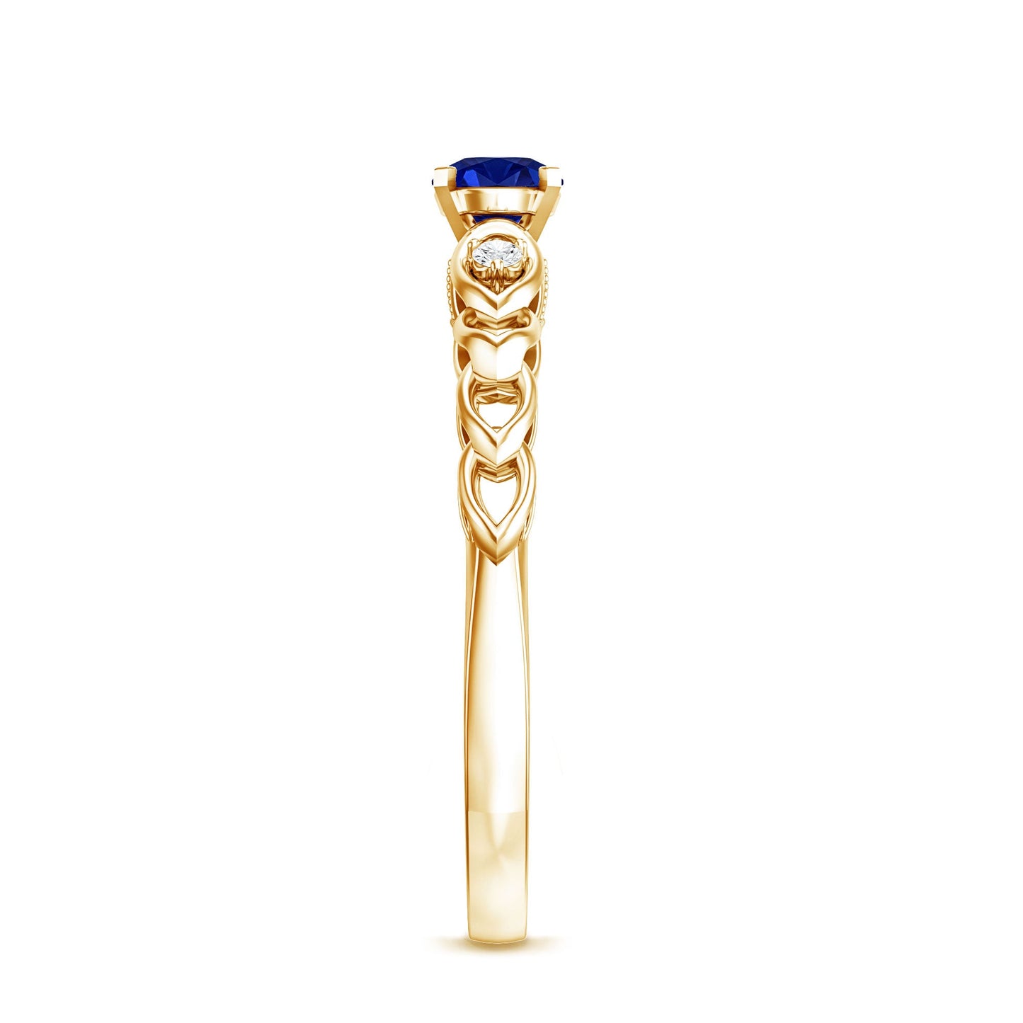 Certified 0.6 Carat Lab Grown Blue Sapphire Diamond Promise Ring