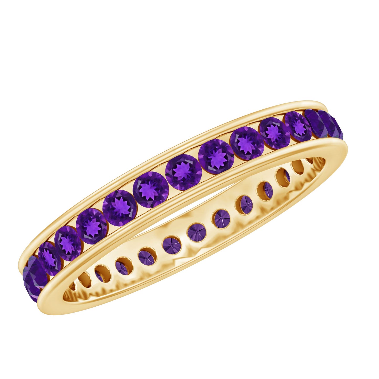 Genuine Amethyst Channel Set Eternity Ring for Women