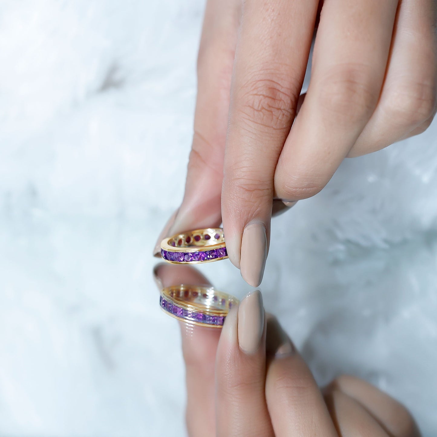 Genuine Amethyst Channel Set Eternity Ring for Women